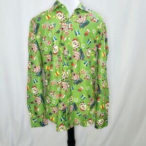 Suitmeister Spongebob Squarepants Santa Christmas Button Up Long Sleeve Shirt